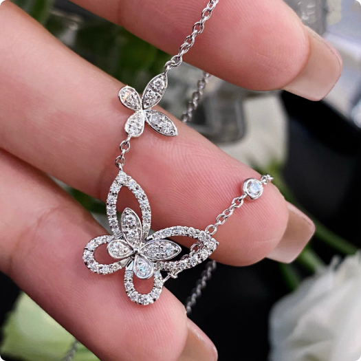格拉夫幻影蝴蝶项链graf双重奏白金钻石吊坠18K真金真钻珠宝定制