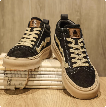 男鞋2025新款春季百搭厚底增高帆布鞋中高帮复古休闲板鞋