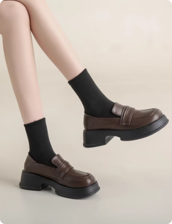 JK制服鞋百搭英伦小皮鞋厚底一脚蹬单鞋