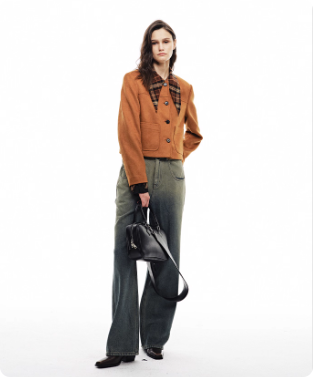 重磅复古渐变做旧蓝色水洗牛仔裤女2025秋季新款阔腿长裤