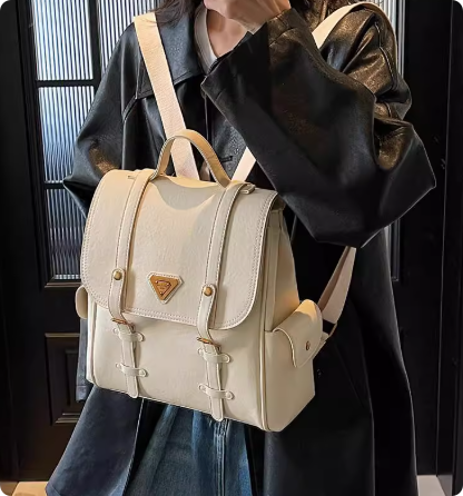 复古双肩包女大容量2025新款百搭学生书包韩版旅游背包